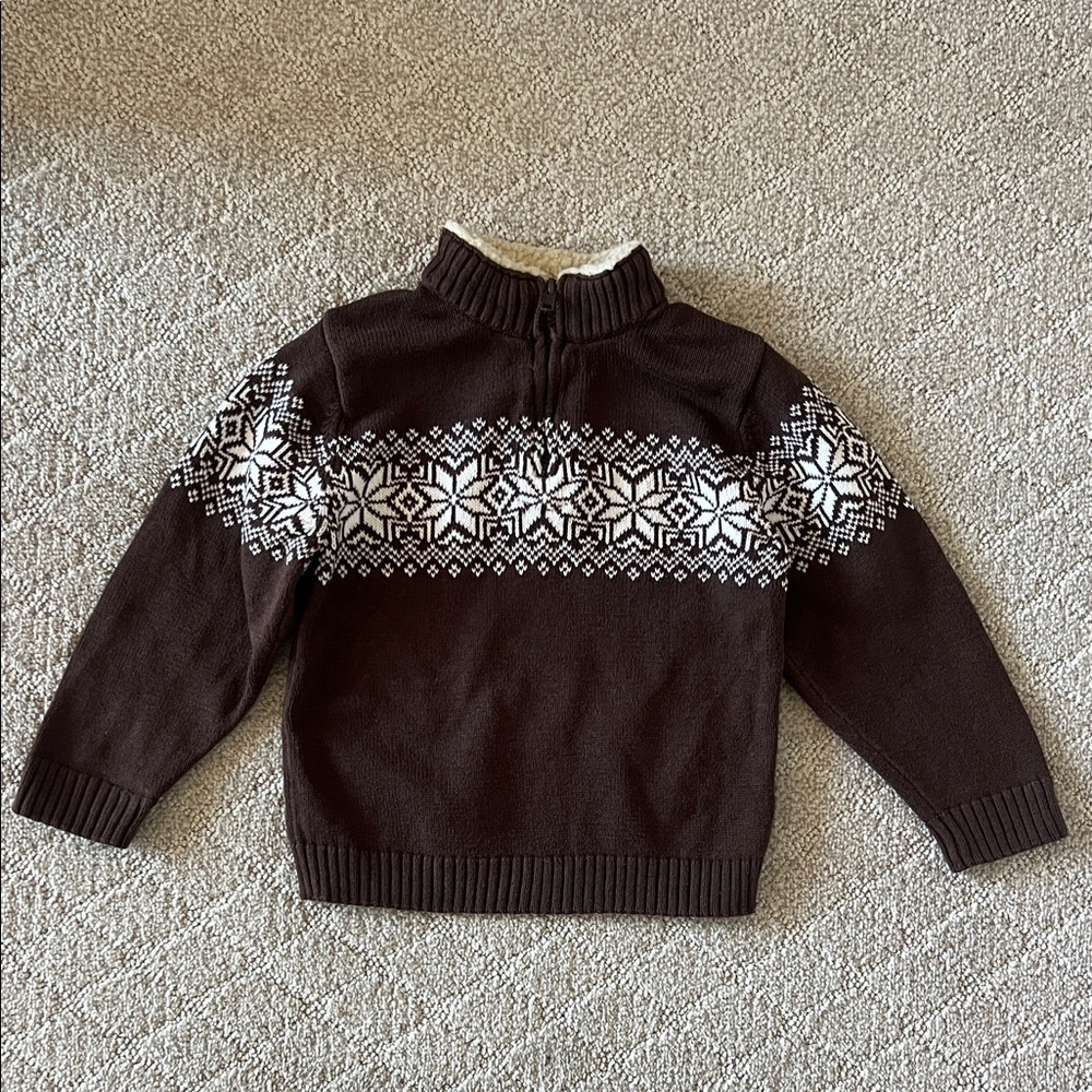 Gymboree Boys Brown Sweater with Cream Sherpa Collar Size 3T